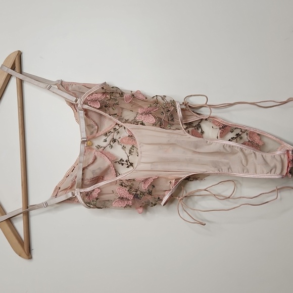 Aurelia Intimates Floral Embroidered Sheer Bodysuit - Picture 5 of 6